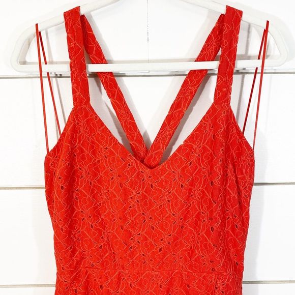 J.O.A. Melodrama Red Lace Wrap Front Midi Dress - Picture 4 of 8